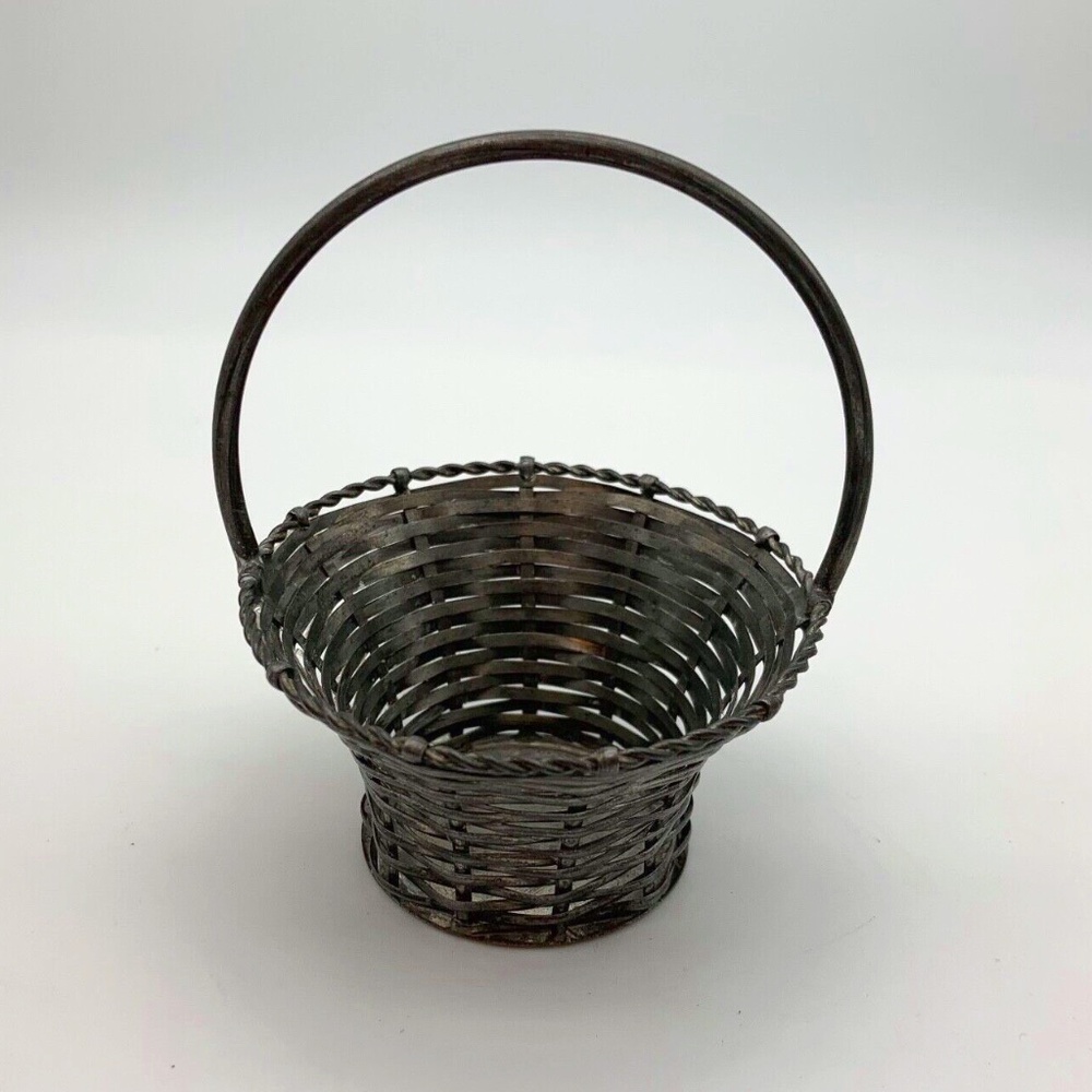 Vintage Miniature Small 2 1/2" Woven Basket with Handle